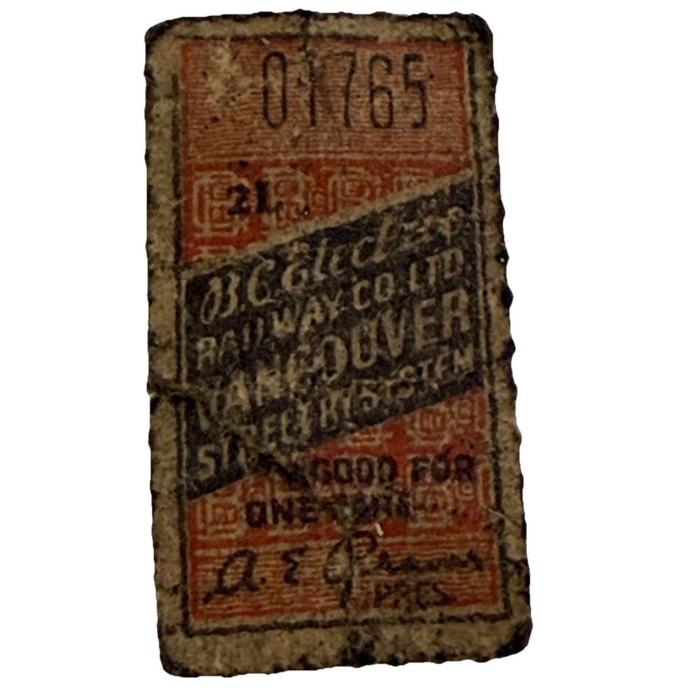 ORIG 1920 BCE‎ Vancouver Canada British Columbia Railway Ticket Tram Pass